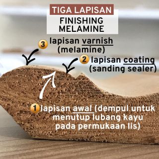 Finishing lis kayu dengan melamine